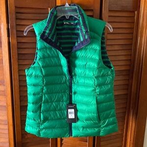 RLX Women’s Reversible puffer down vest - green/navy - medium - NEW